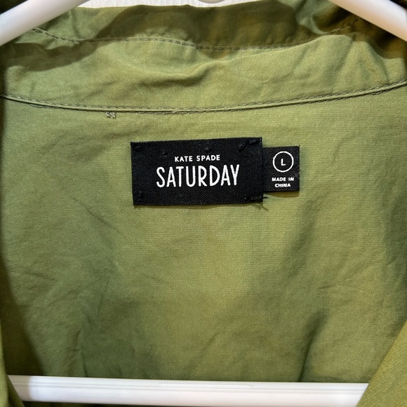 Kate Spade Saturday Button Front Top 100% Cotton Blouse Olive Green Women Sz L - Picture 3 of 9